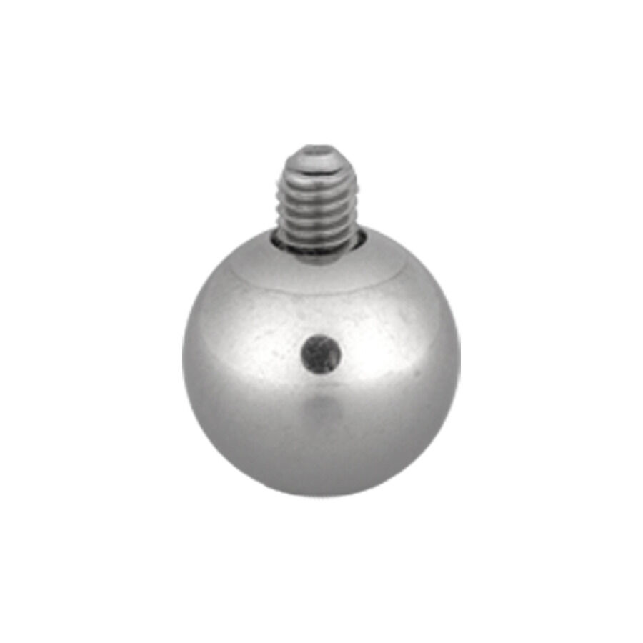 Boule de rechange en titane pour piercing Boule en titane argentée avec filetage externe sur fond gris