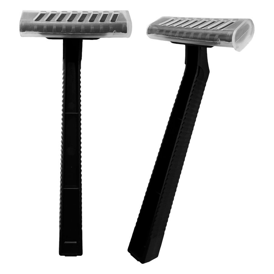 Rasoirs noirs en acier chirurgical Deux rasoirs noirs en acier chirurgical 316L sur fond blanc