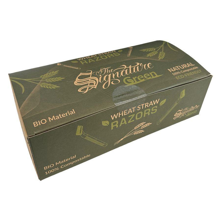 Rasoir jetable biodégradable en carton Boîte verte avec rasoirs jetables biodégradables, The Signature Green