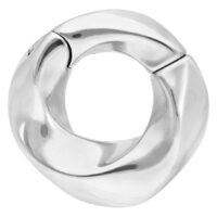 Poids d'oreille torsadé en acier chirurgical argenté Poids d'oreille torsadé en acier chirurgical argenté sur fond blanc