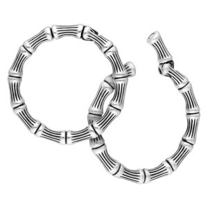 Poids d'oreille Bonechain en acier chirurgical argenté sur fond blanc
