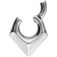 Poids d'oreille triangle argenté en acier chirurgical Poids d'oreille argenté en forme de triangle en acier chirurgical sur fond blanc