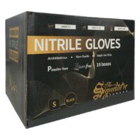 Carton avec 10 boîtes de gants en nitrile noirs, Collection Signature