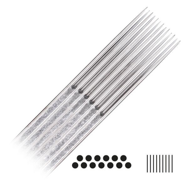 Magnum Long Taper Tattoonadeln 20 Stk Aiguilles Magnum Long Taper argentées sur fond blanc