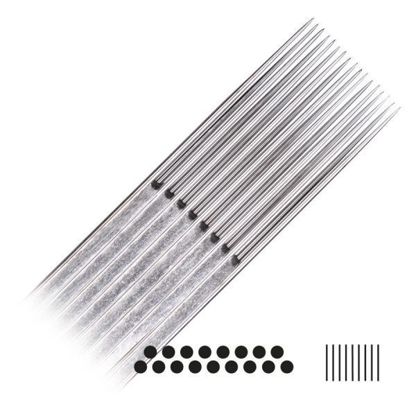 Aiguilles de tatouage Magnum Long Taper 20 pcs Aiguilles de tatouage Magnum Long Taper en acier chirurgical sur fond blanc