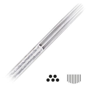 Aiguilles de tatouage Magnum Curved Long Taper en acier chirurgical sur fond blanc