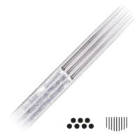 Aiguilles de tatouage Magnum Curved Long Taper 50 pcs Aiguilles de tatouage Magnum Curved Long Taper en acier chirurgical sur fond blanc