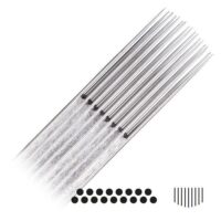 Magnum Curved Long Taper aiguilles de tatouage 50 pcs Magnum Curved Long Taper aiguilles de tatouage en acier chirurgical 316L sur fond blanc