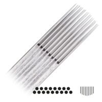 Magnum Curved Long Taper aiguilles de tatouage 50 pcs Aiguilles de tatouage Magnum en acier chirurgical 316L sur fond blanc