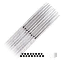 Aiguilles de tatouage Magnum Curved Long Taper Aiguilles de tatouage en acier chirurgical 316L argentées sur fond blanc