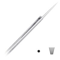 Aiguilles de tatouage rondes Long Taper pack de 50 Aiguille de tatouage en acier chirurgical argenté sur fond blanc