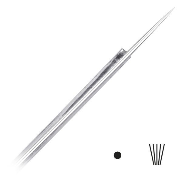 Aiguilles de tatouage rondes Long Taper pack de 50 Aiguille de tatouage en acier chirurgical argenté sur fond blanc