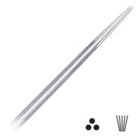 Aiguilles de tatouage Round Liner LT lot de 3 Gros plan sur des aiguilles de tatouage en acier chirurgical 316L, trois aiguilles pointe LT