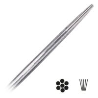 Aiguille de tatouage ronde Long Taper 50 pcs Gros plan d'une aiguille de tatouage ronde en acier chirurgical sur fond blanc