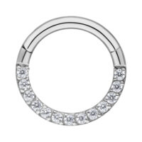 Clicker de Septum Argenté Pavé 6mm Clicker de septum argenté avec cristaux pavé sur fond blanc