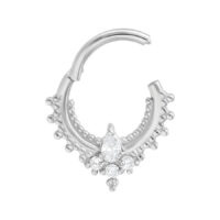 Clicker Oriental Drop argenté avec cristaux sur fond blanc