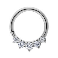 Clicker Glamour Argenté avec Cristaux Anneau de piercing argenté avec cristaux clairs sur fond blanc