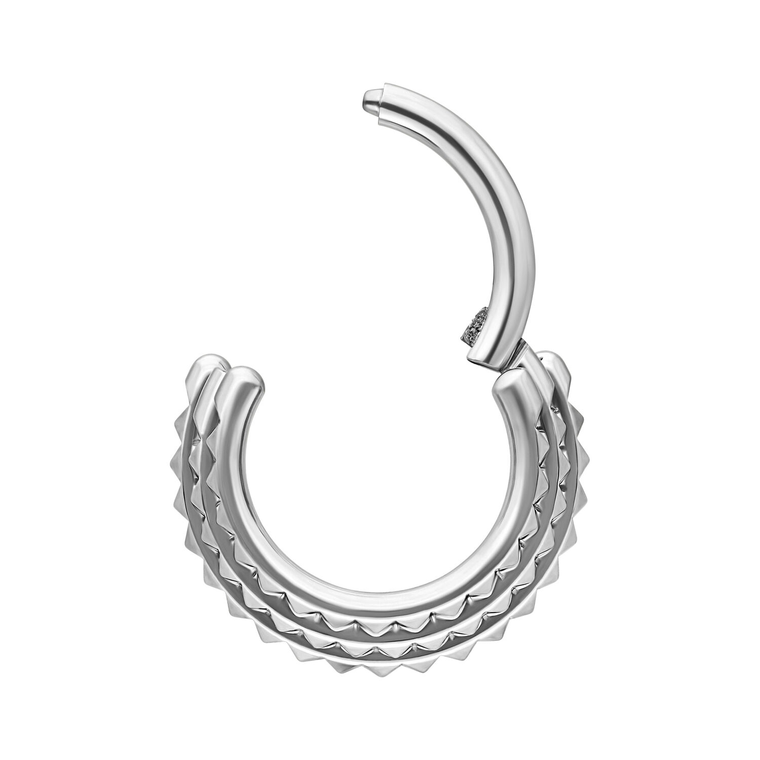 Clicker de Septum à Triple Pointe Argenté Clicker de Septum à Triple Pointe Argenté sur fond blanc