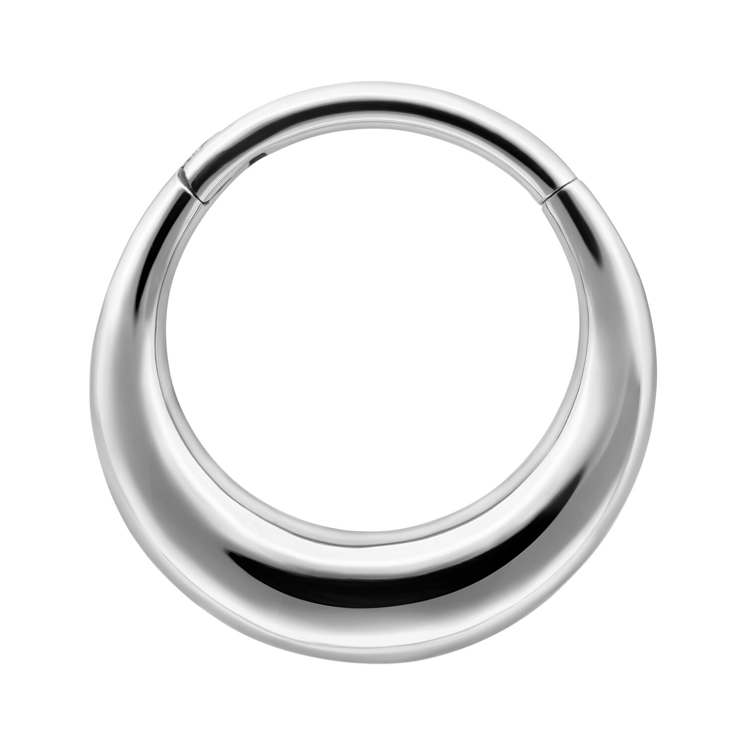 Clicker de Septum Chunky Argenté 10 mm Anneau de piercing argenté en acier chirurgical, 10 mm de diamètre intérieur sur fond blanc