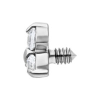 Embout Dermal Trinity argenté avec cristaux Embout Dermal argenté avec cristal clair et filetage externe