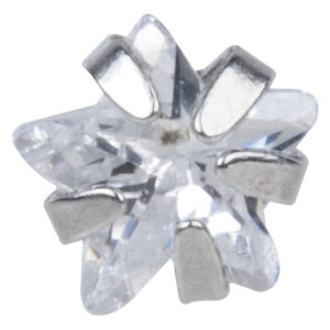Labret argenté avec cristal transparent en forme d'étoile sur fond blanc
