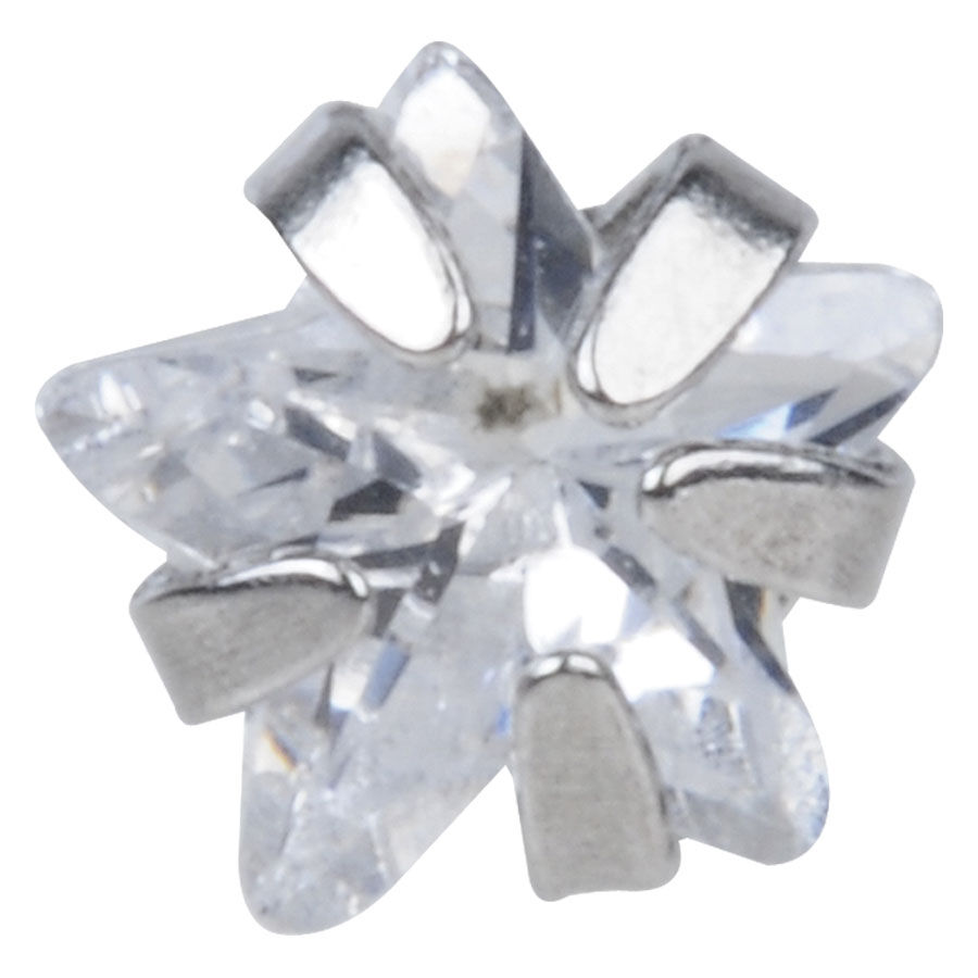 Labret Star Stone argenté avec cristal Labret argenté avec cristal transparent en forme d'étoile sur fond blanc