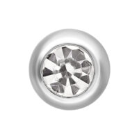 Embout de piercing argenté avec cristal Embout de piercing argenté avec cristal clair facetté au centre
