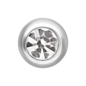 Embout de piercing argenté avec cristal clair facetté au centre
