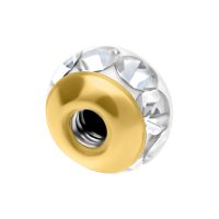 Embout de piercing doré avec cristaux Embout doré pour filetage externe avec cristaux clairs et filetage interne