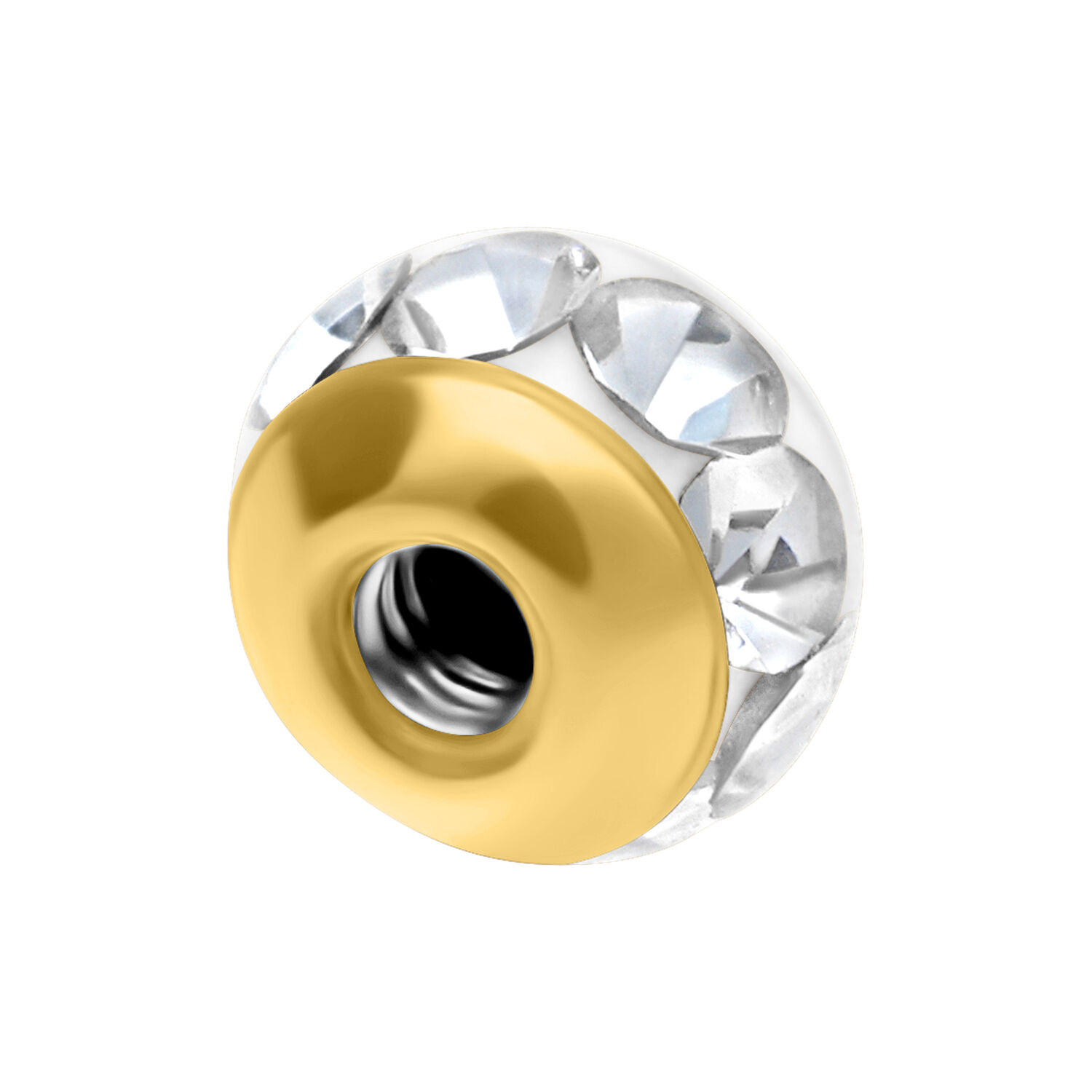 Embout de piercing doré avec cristaux Embout doré pour filetage externe avec cristaux clairs et filetage interne
