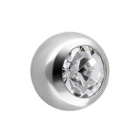 Boule en cristal facetté 2,5 mm en argent Boule argentée de 2,5 mm avec cristal facetté clair sur fond blanc