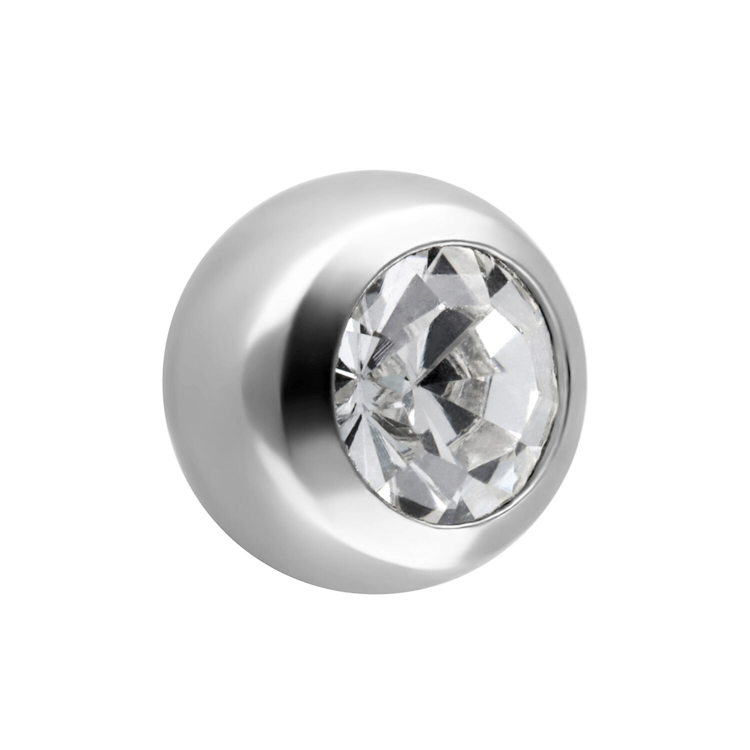 Boule en cristal facetté 2,5 mm en argent Boule argentée de 2,5 mm avec cristal facetté clair sur fond blanc