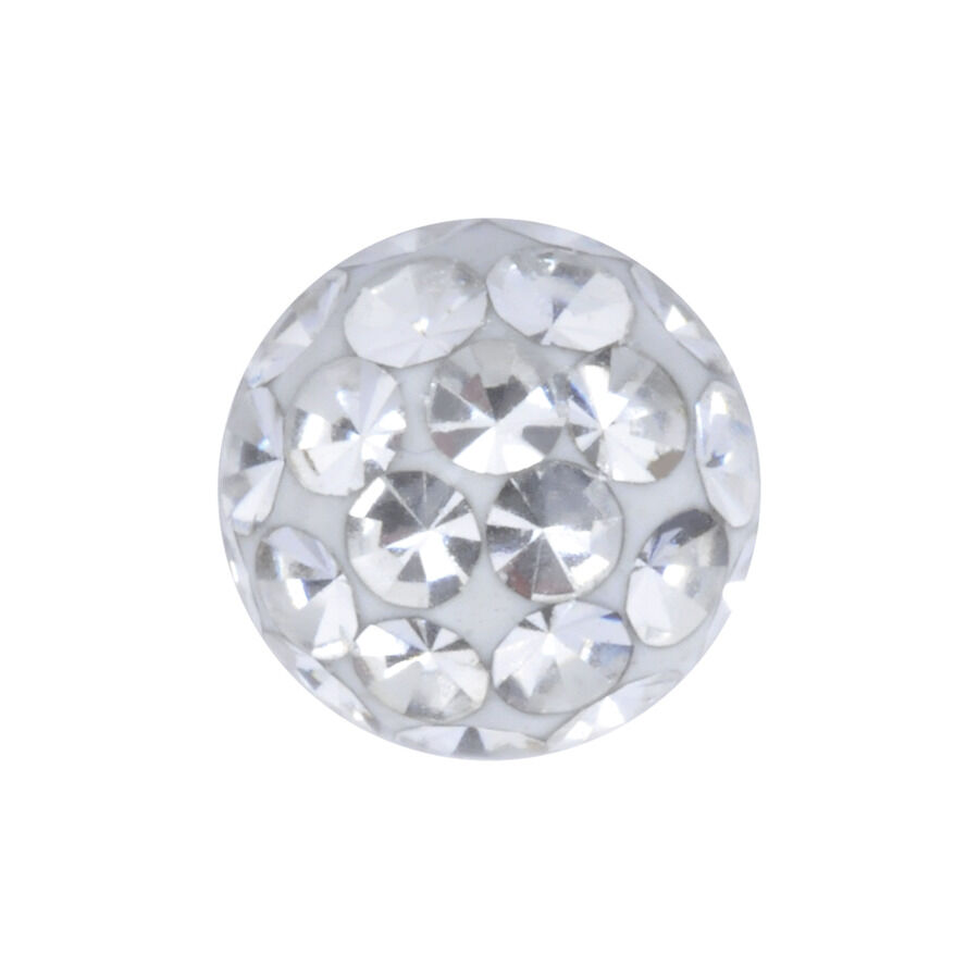 Embout de piercing rond en acier chirurgical avec cristaux transparents
