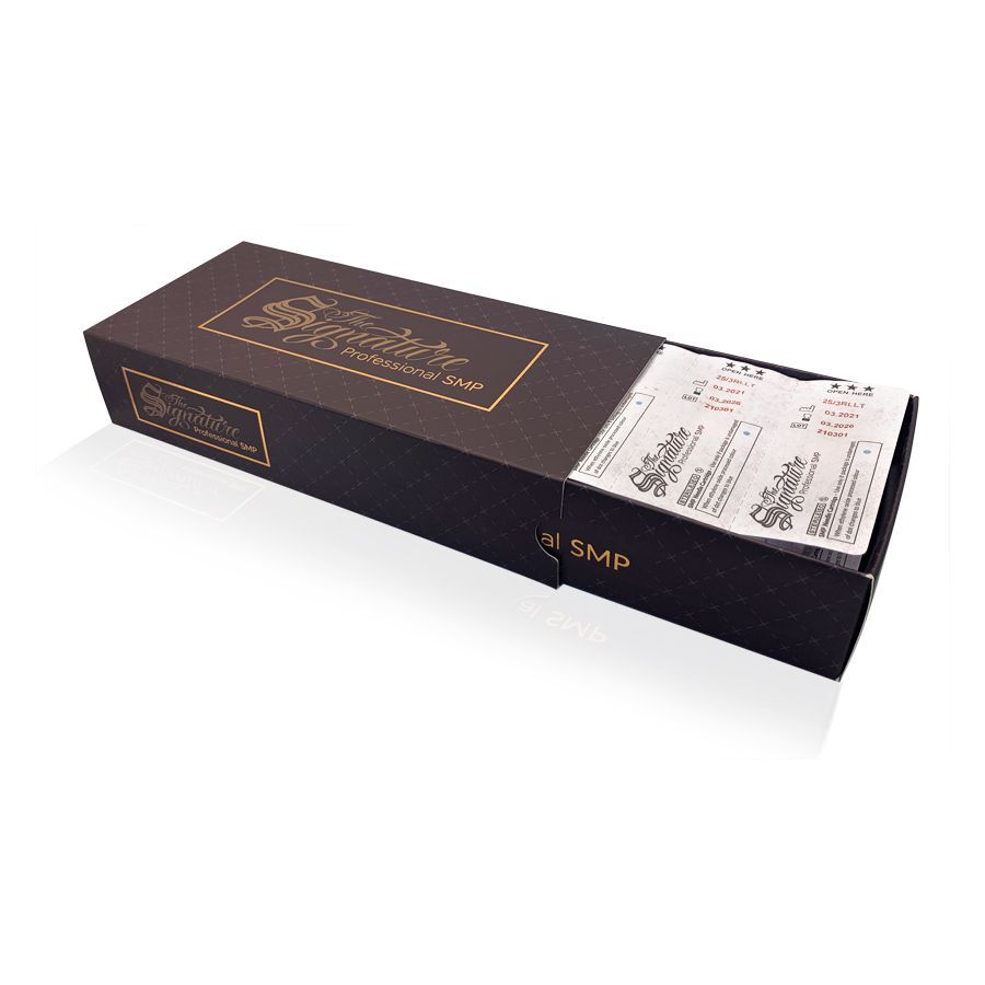 Boîte de 20 cartouches Premium SMP Round Liner Boîte noire avec cartouches Premium SMP Round Liner et aiguilles visibles