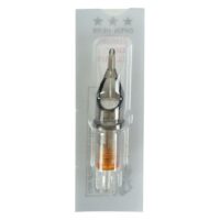 Cartouche d'aiguille ronde Liner en acier chirurgical 316L emballée en blister, sur fond blanc