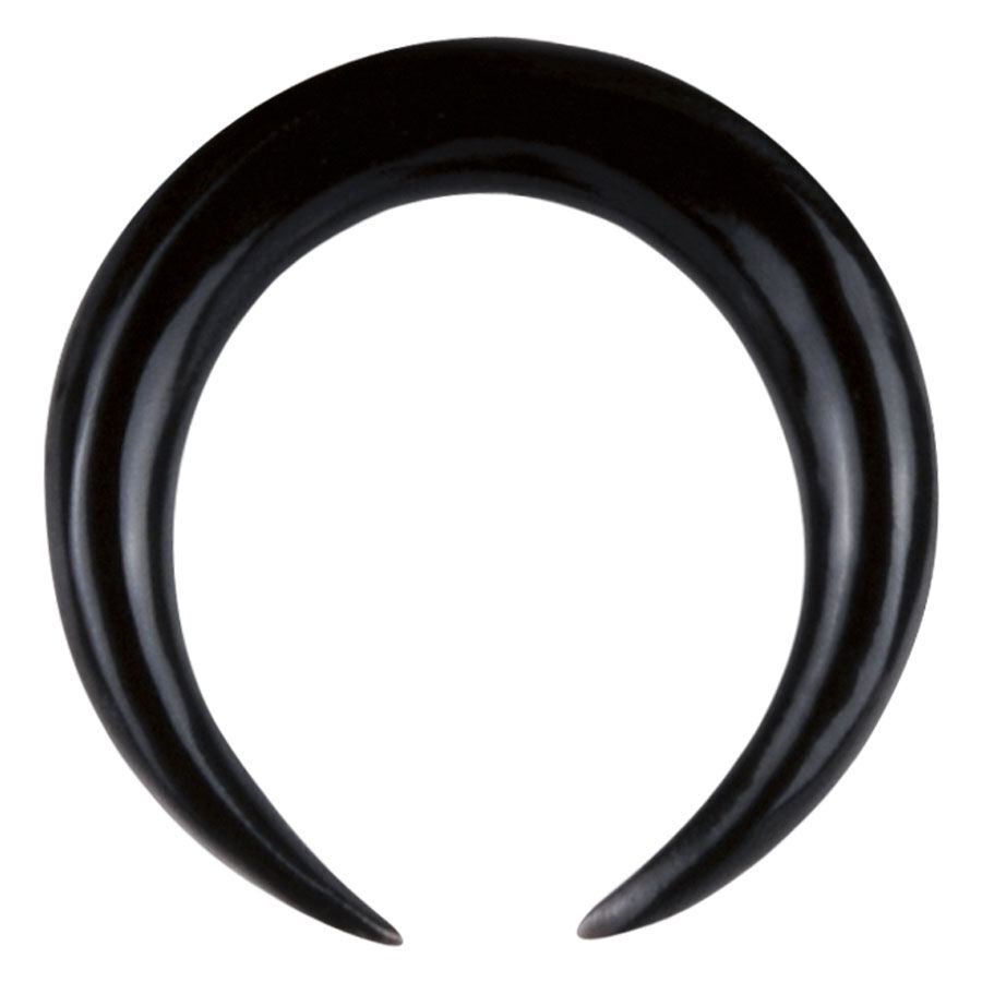 Croissant en corne noire pour piercing d'oreille Croissant noir en corne de buffle d'eau sur fond blanc