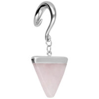 Poids d'oreille triangle rose argenté Poids d'oreille argenté en forme de triangle avec crochet et chaîne