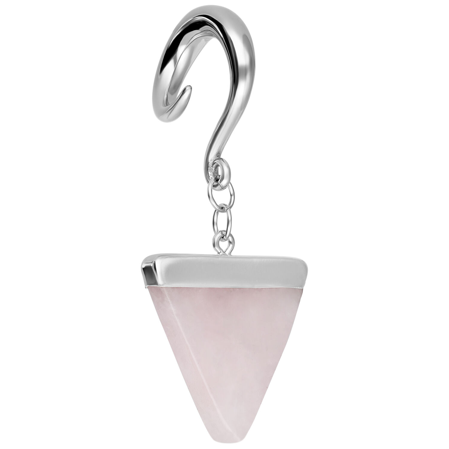 Poids d'oreille triangle rose argenté Poids d'oreille argenté en forme de triangle avec crochet et chaîne