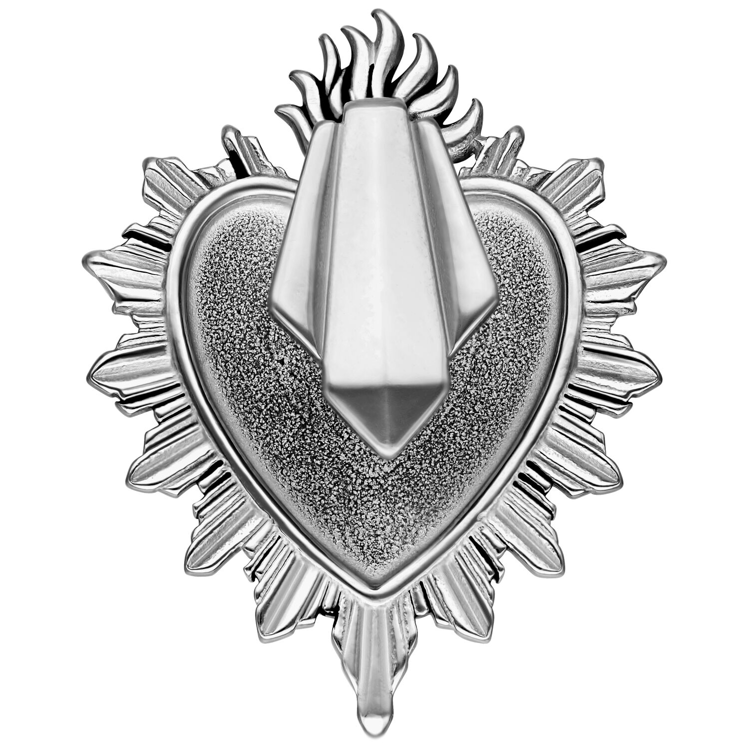 Sacred Heart Cuffs en argent en acier chirurgical Poids d'oreille Sacred Heart en argent en acier chirurgical sur fond blanc