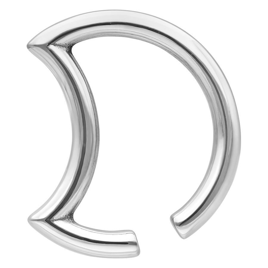 Poids d'oreille Moon argentés en acier chirurgical Poids d'oreille en forme de demi-lune argenté en acier chirurgical sur fond blanc