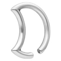 Poids d'oreille en forme de lune en acier inoxydable argenté Poids d'oreille en forme de lune argenté en acier chirurgical sur fond blanc