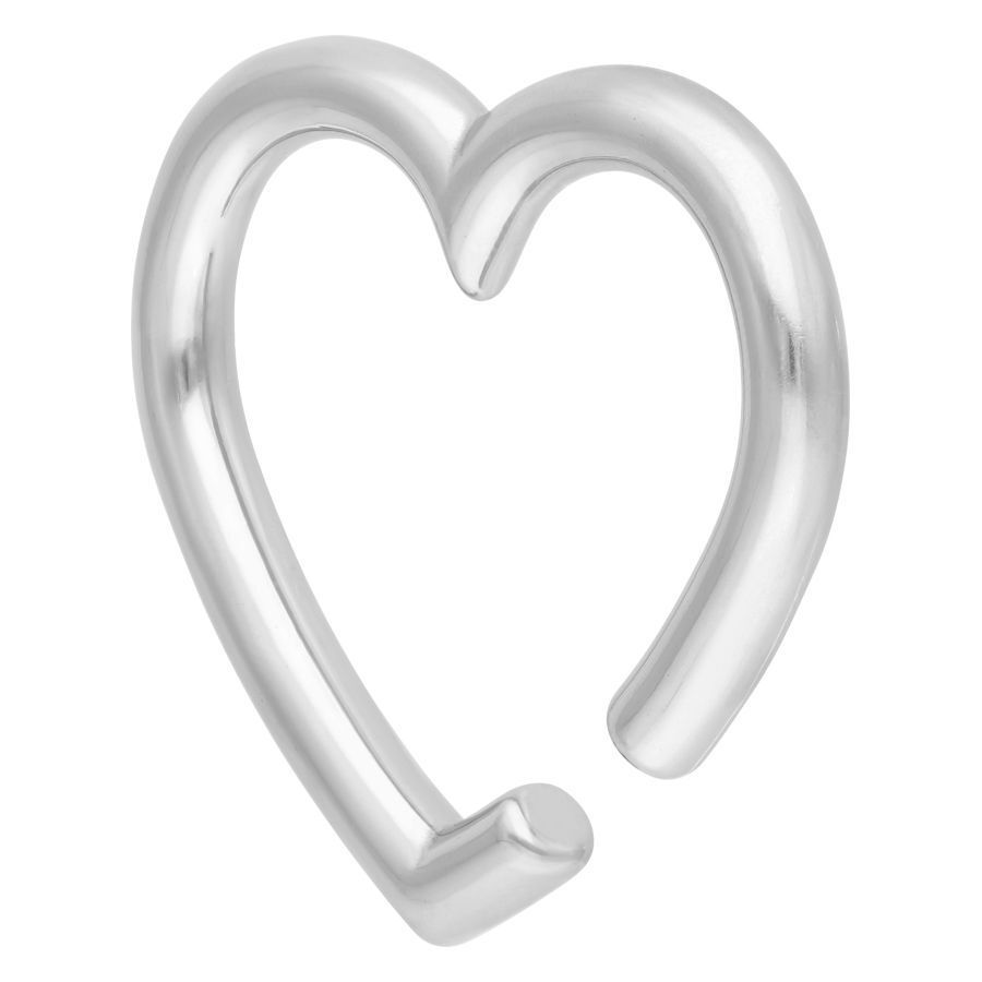 Poids d'oreille cœur en argent en acier chirurgical Poids d'oreille cœur en argent en acier chirurgical sur fond blanc