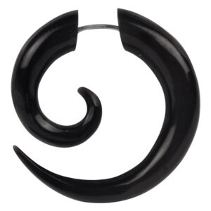 Boucle d'oreille spirale noire en corne, 1,6 mm d'épaisseur, sur fond blanc
