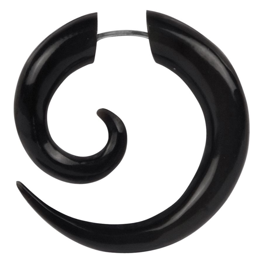 Fausse spirale noire en corne 1,2 mm Spirale noire en corne de buffle 1,2 mm sur fond blanc