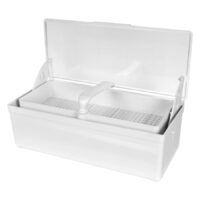 Plateau de stérilisation blanc 1 litre Plateau de stérilisation blanc avec couvercle et insert sur fond neutre