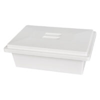 Récipient stérile de 3 litres avec couvercle Récipient de stérilisation blanc de 3 litres avec couvercle assorti sur fond blanc
