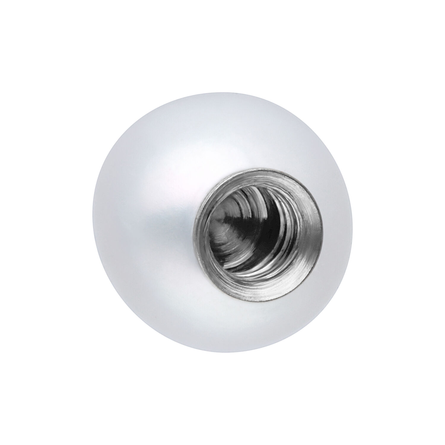Boule de piercing en titane argenté avec filetage interne Boule de piercing en titane argenté avec filetage interne sur fond blanc