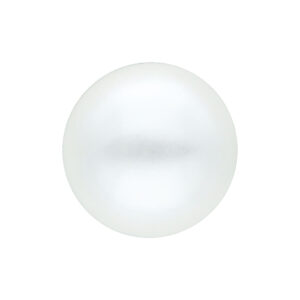 Perle synthétique blanche sur fond blanc, lisse et ronde