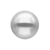 Boule filetée en acier chirurgical argentée Boule argentée avec filetage interne sur fond blanc