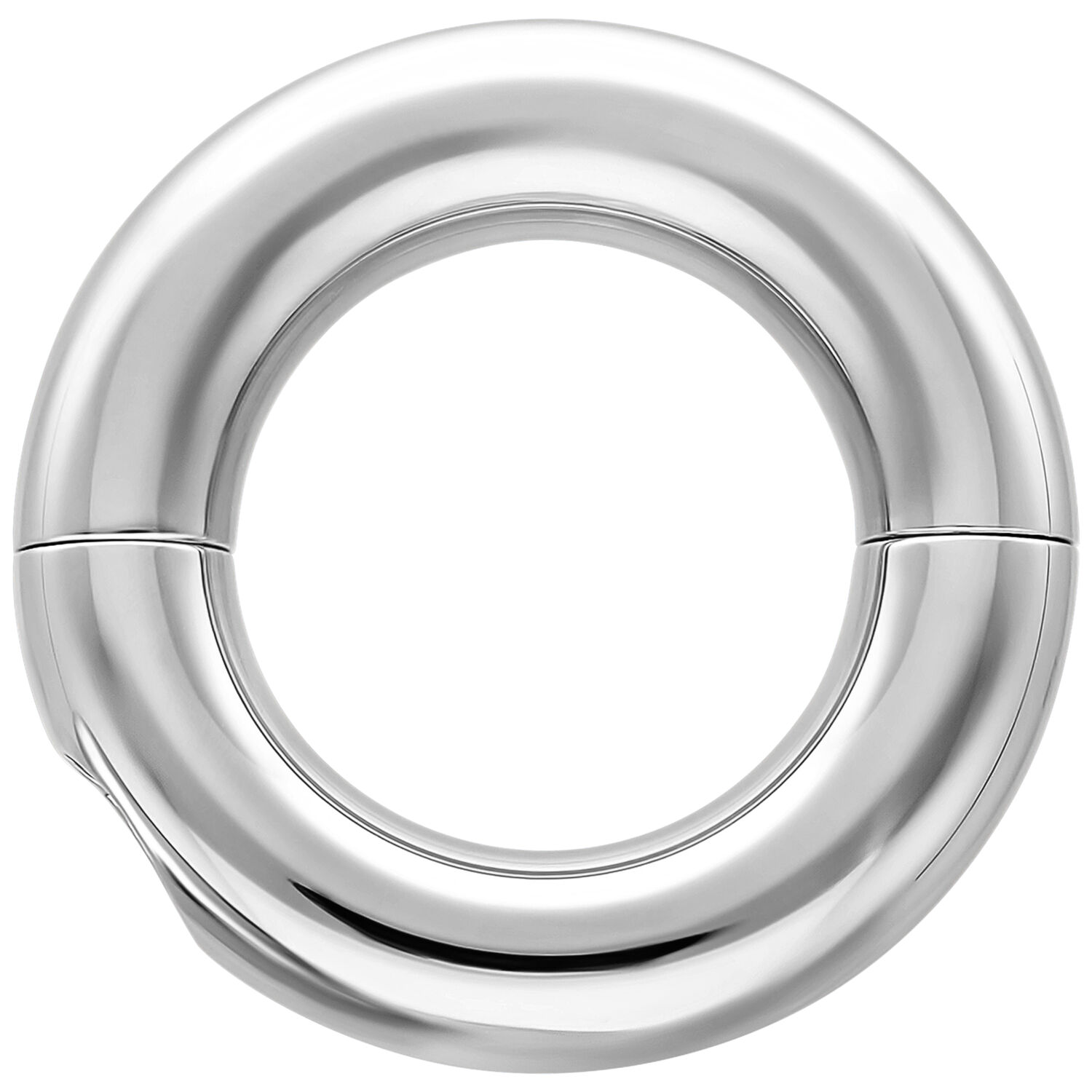 Anneau intime en acier chirurgical argenté Anneau argenté en acier chirurgical 316L sur fond blanc